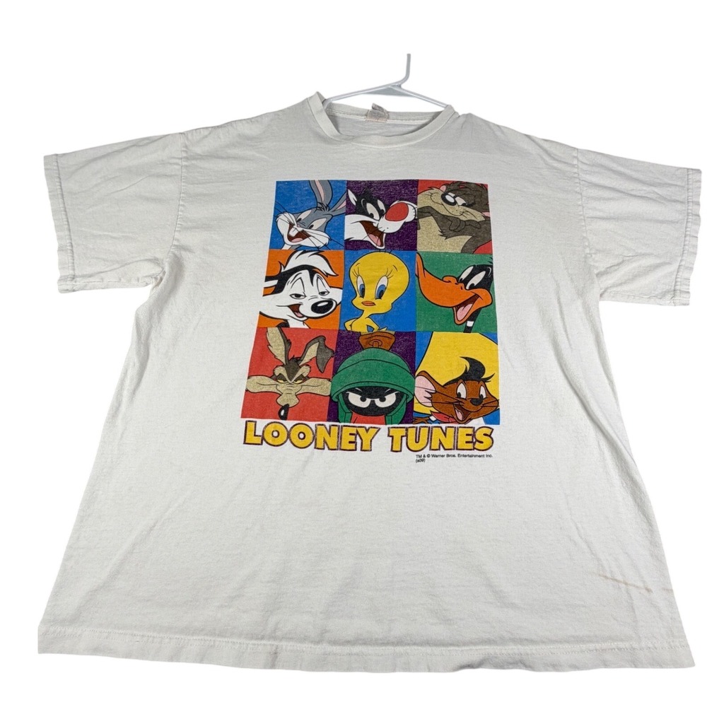 Vintage 2009 Looney Tunes Character Grid T-Shirt White Large